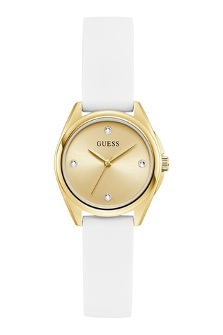 Montre à quartz en silicone - Blanc et doré