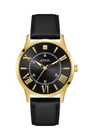 Montre à quartz en cuir - Noir et doré