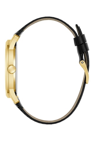 Montre à quartz en cuir - Noir et doré