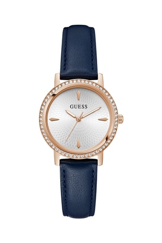 Montre à quartz en cuir - Bleu et doré