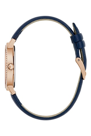 Montre à quartz en cuir - Bleu et doré
