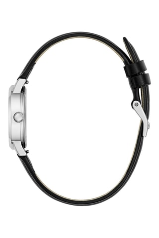 Montre à quartz en cuir et silicone - Noir et argenté