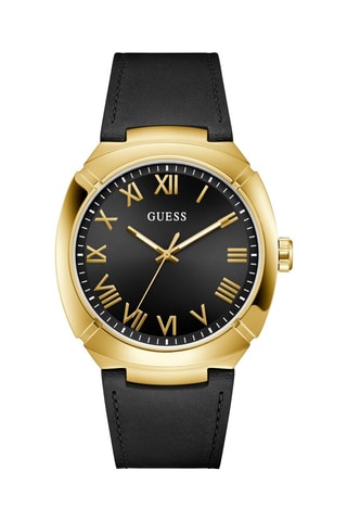 Montre à quartz en cuir - Noir et doré