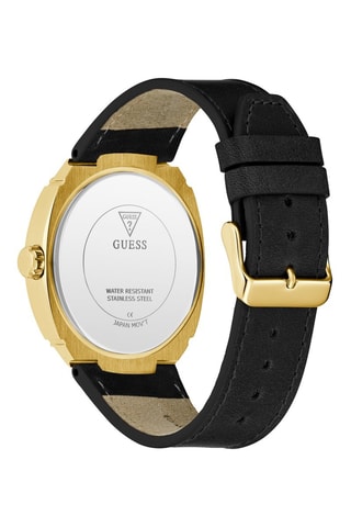 Montre à quartz en cuir - Noir et doré