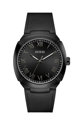 Montre à quartz en cuir véritable - Noir