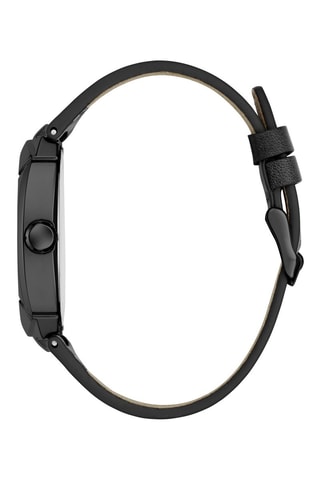 Montre à quartz en cuir véritable - Noir