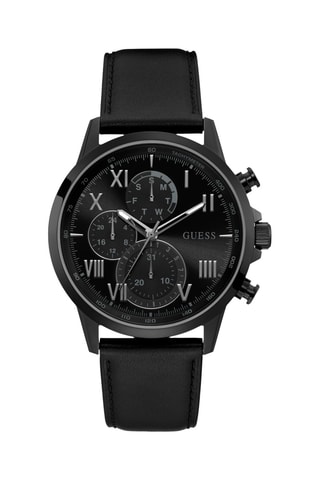 Montre à quartz en cuir - Tachymètre - Noir