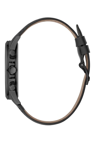 Montre à quartz en cuir - Tachymètre - Noir