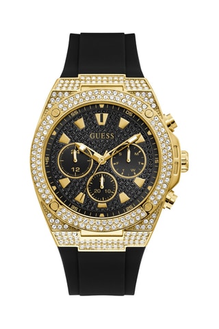 Montre à quartz en silicone - Chronographe - Noir et doré