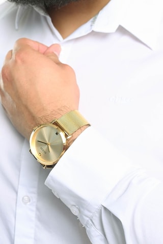 Montre à quartz en acier recyclé - Doré