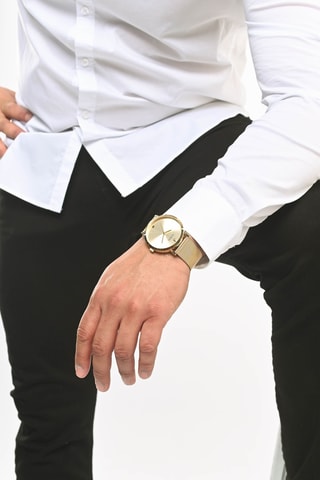 Montre à quartz en acier recyclé - Doré