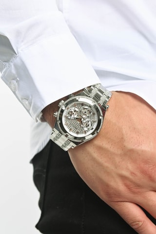 Montre à quartz en acier recyclé - Chronographe - Argenté