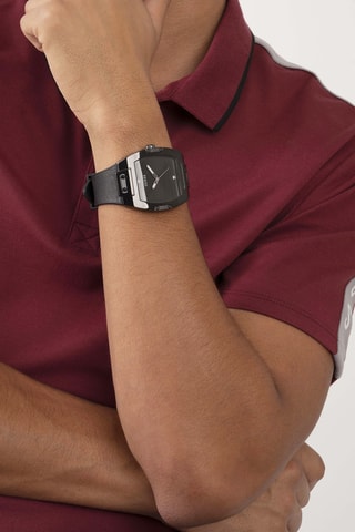 Montre en tissu et bracelet en cuir