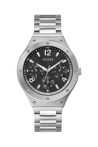 Montre à quartz en acier recyclé - Chronographe - Argenté et noir