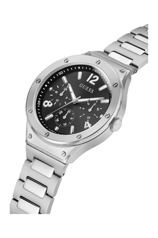 Montre à quartz en acier recyclé - Chronographe - Argenté et noir