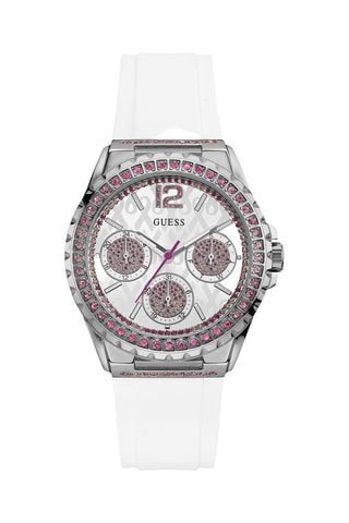 Montre à quartz en silicone - Chronographe - Blanc et argenté