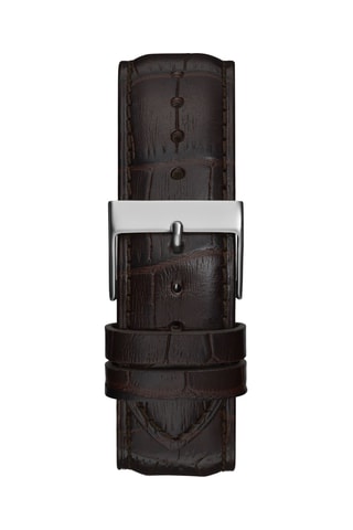 Montre à quartz en cuir - Chronographe - Marron et argenté