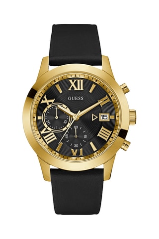 Montre à quartz en cuir - Chronographe - Noir et doré