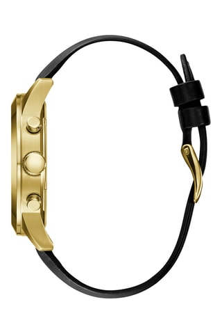 Montre à quartz en cuir - Chronographe - Noir et doré