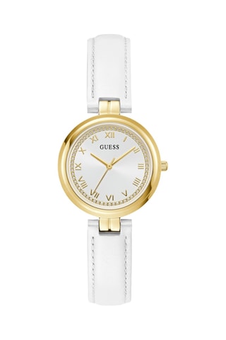 Montre à quartz en cuir - Blanc et doré