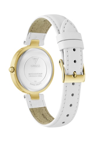 Montre à quartz en cuir - Blanc et doré