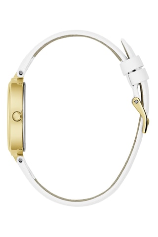 Montre à quartz en cuir - Blanc et doré