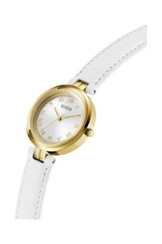 Montre à quartz en cuir - Blanc et doré
