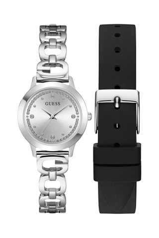 Montre à quartz en acier et bracelet en silicone - Argenté