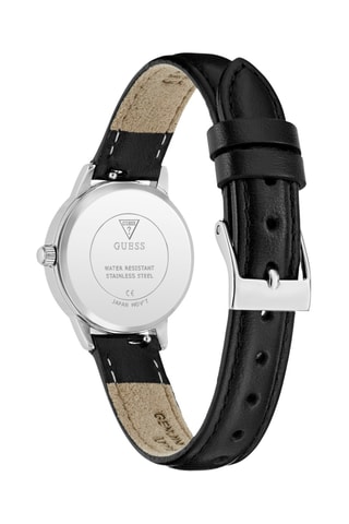Montre en cuir et bracelet en silicone - Argenté et noir