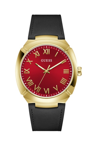 Montre à quartz en cuir - Noir et doré