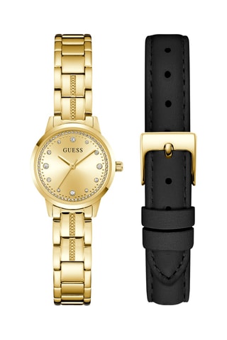 Montre en acier et bracelet en cuir - Doré