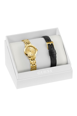 Montre en acier et bracelet en cuir - Doré