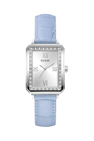 Montre à quartz en cuir - Bleu et argenté