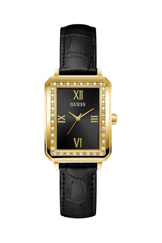 Montre à quartz en cuir - Noir et doré