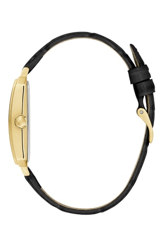 Montre à quartz en cuir - Noir et doré