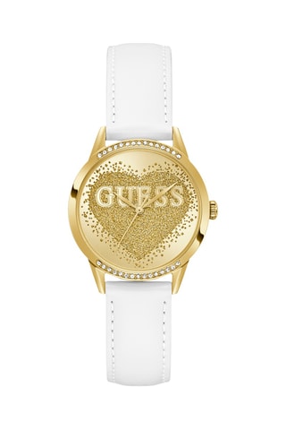 Montre à quartz en cuir - Blanc et doré