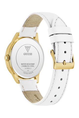 Montre à quartz en cuir - Blanc et doré