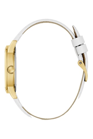 Montre à quartz en cuir - Blanc et doré
