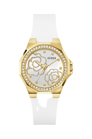 Montre à quartz en silicone - Blanc et doré