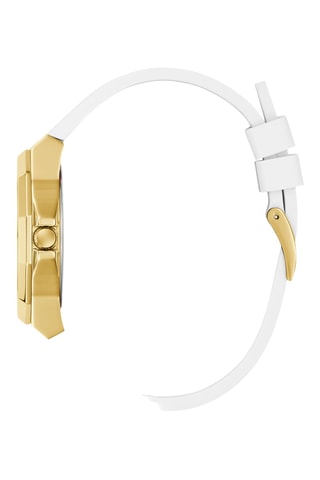 Montre à quartz en silicone - Blanc et doré