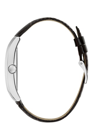 Montre à quartz en cuir - Marron et argenté