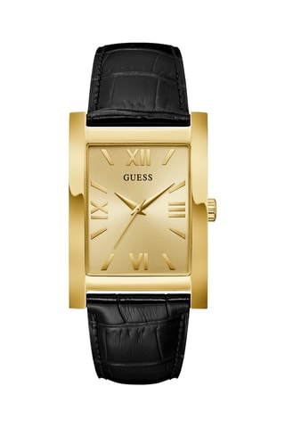 Montre à quartz en cuir - Noir et doré