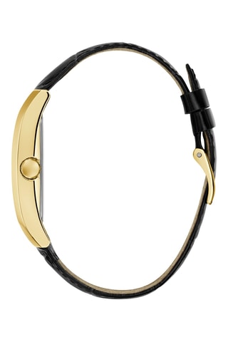 Montre à quartz en cuir - Noir et doré