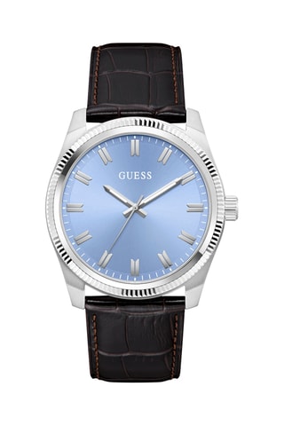 Montre à quartz en cuir - Marron et argenté