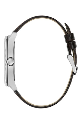 Montre à quartz en cuir - Marron et argenté