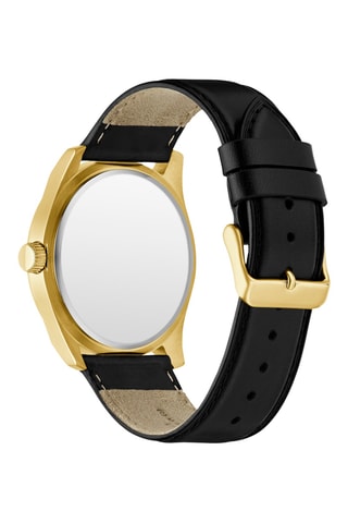 Montre à quartz en cuir - Noir et doré