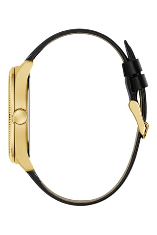 Montre à quartz en cuir - Noir et doré