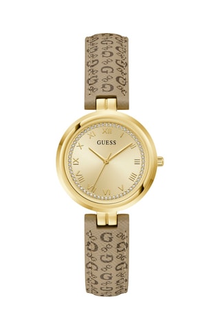 Montre à quartz en cuir - Beige et doré