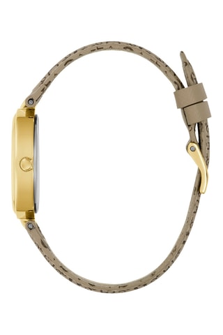Montre à quartz en cuir - Beige et doré