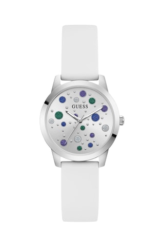 Montre à quartz en silicone - Blanc et argenté